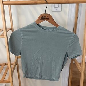 SKIMS Cropped Crewneck Top in Sage